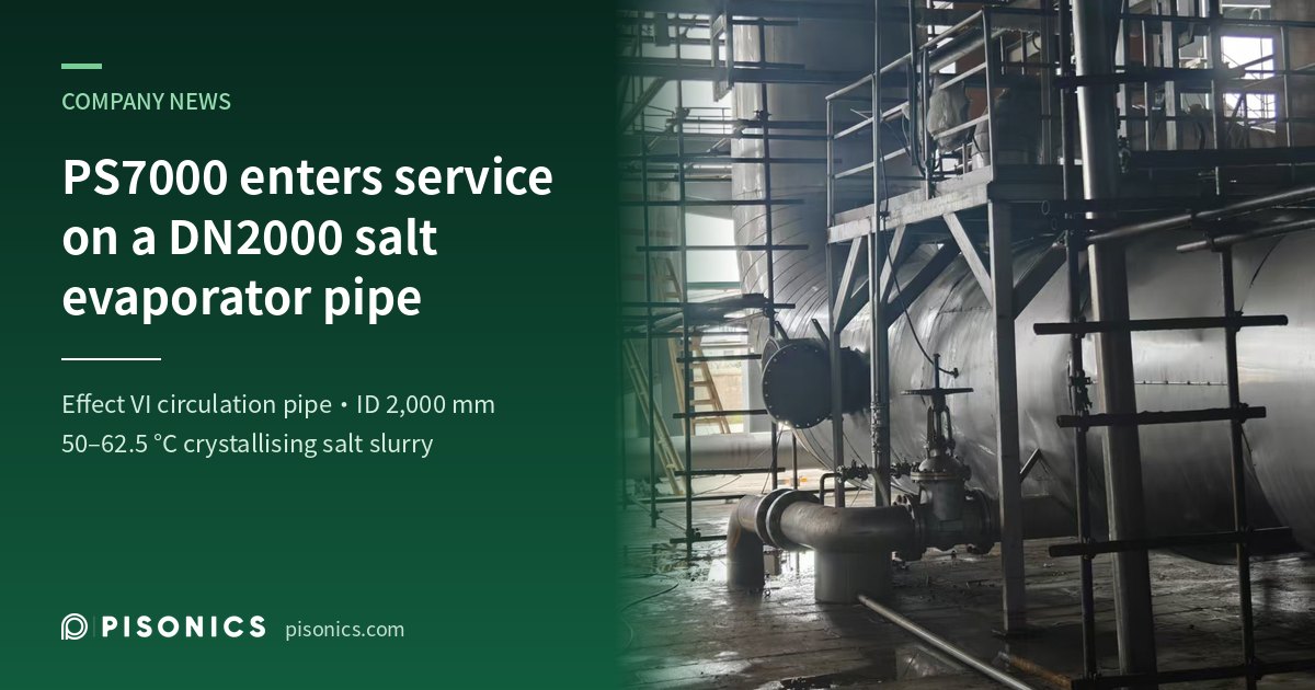 Pisonics PS7000 Enters Service on a DN2000 Salt Evaporator Circulation Pipe